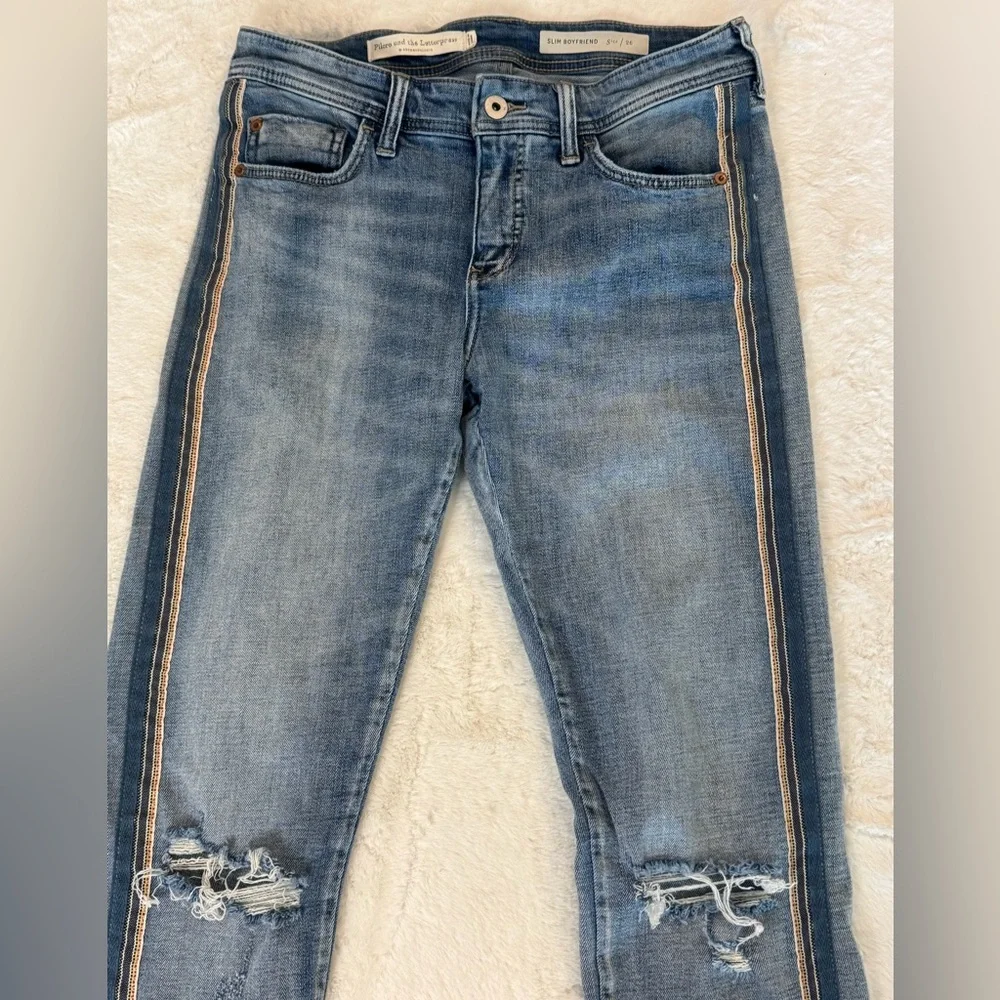 Pilcro and the Letterpress by Anthropologie Slim Boyfriend Distressed Blue Jeans - Picture 5 of 16